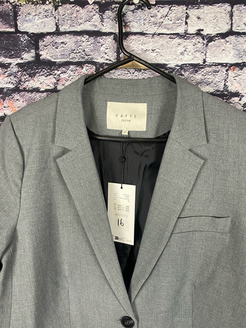 Kaffe Curve IDA Short Sleeve Grey Lightweight Classic Neutral Coat Blazer Sz 16 - Picture 7 of 16